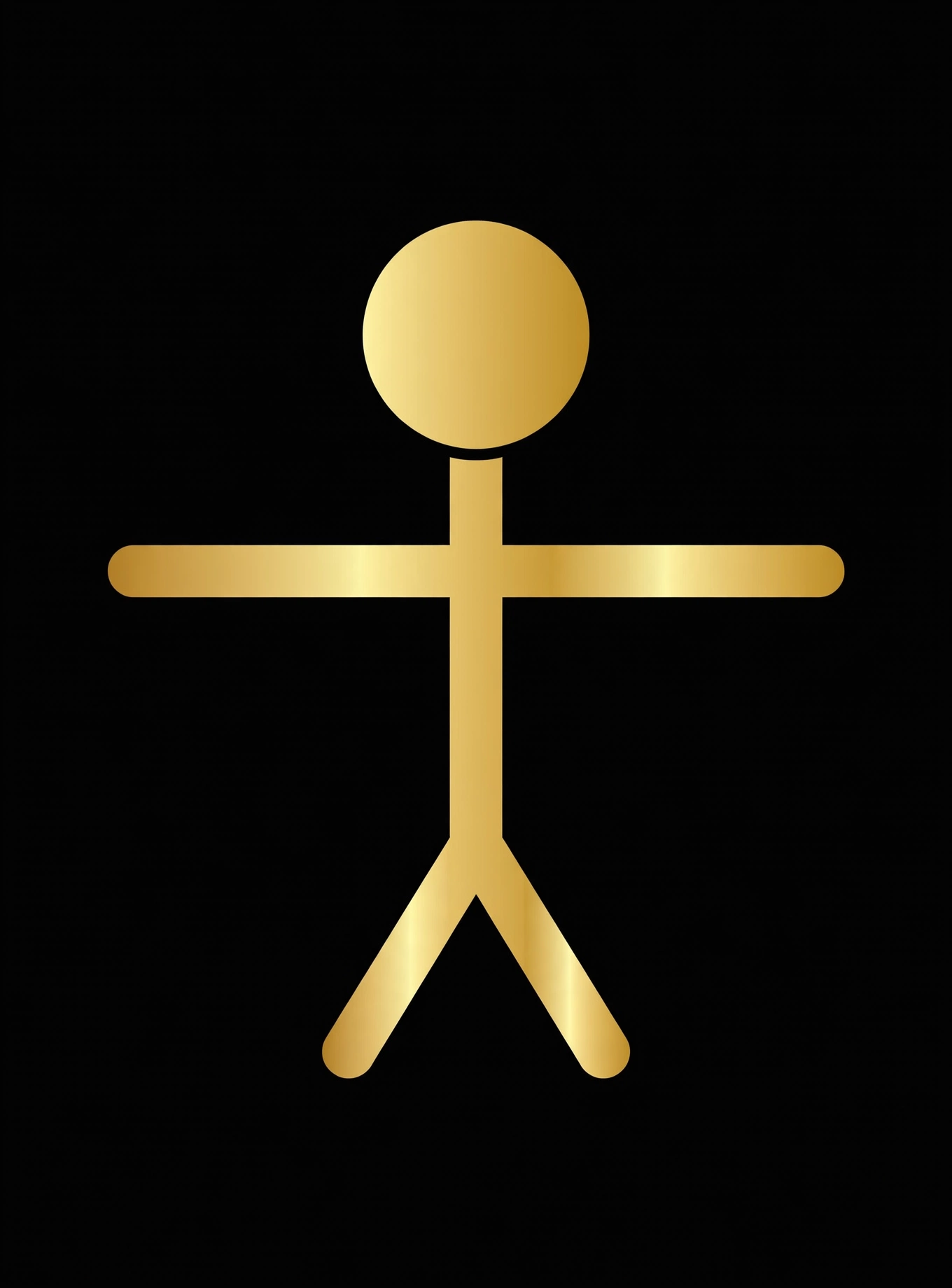 WC2K official gold stickman emblem — filled round head, straight T arms, straight V legs, no rays